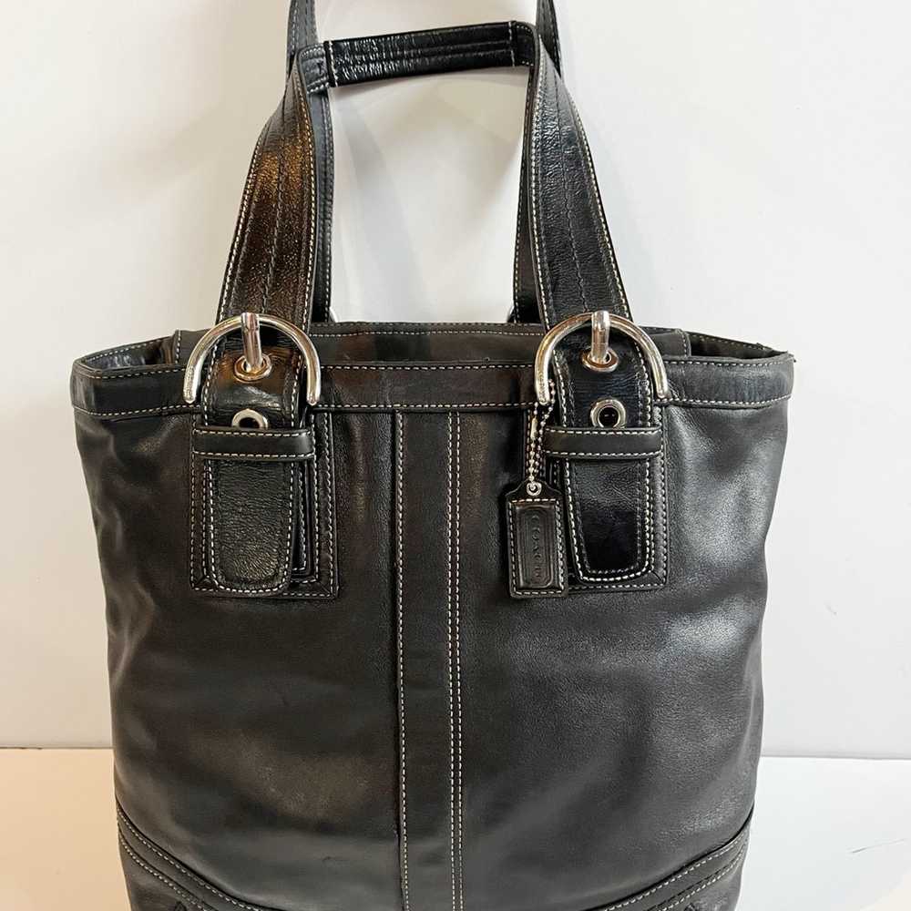 Vintage Coach Black Leather SoHo Hobo Tote Bag Ha… - image 1