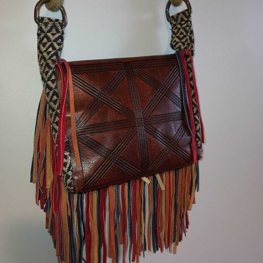 Free People foreverly Fringe Boho Leather Crossbo… - image 2