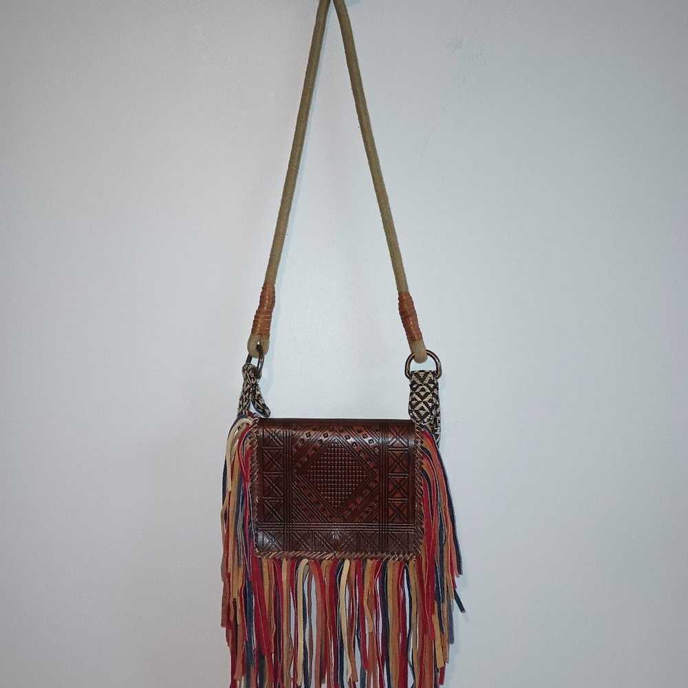 Free People foreverly Fringe Boho Leather Crossbo… - image 3