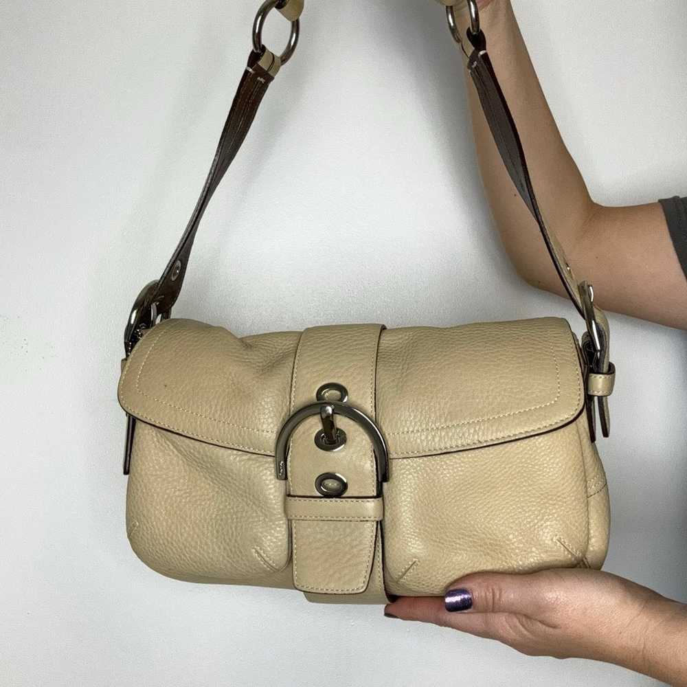 Vintage Y2K Coach Soho Pocket Flap Bag in Beige L… - image 1