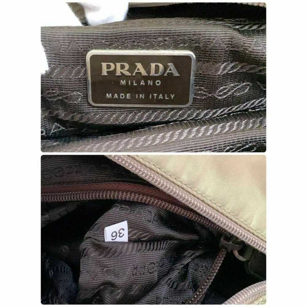 PRADA Nylon Logo Plate Handbag Tote Bag Khaki - image 3