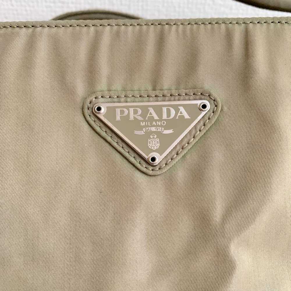 PRADA Nylon Logo Plate Handbag Tote Bag Khaki - image 4