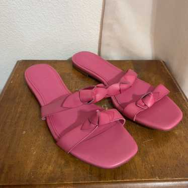 J Crew Pink Double Bow Knot Slides Womens 8 Prepp… - image 1