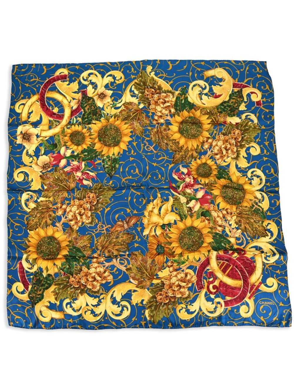 CHANEL Pre-Owned 1990-2000s Sunflower scarf - Blue - image 1