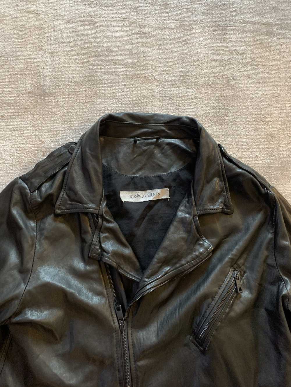 Giorgio Brato Leather Biker Jacket Black Giorgio … - image 3