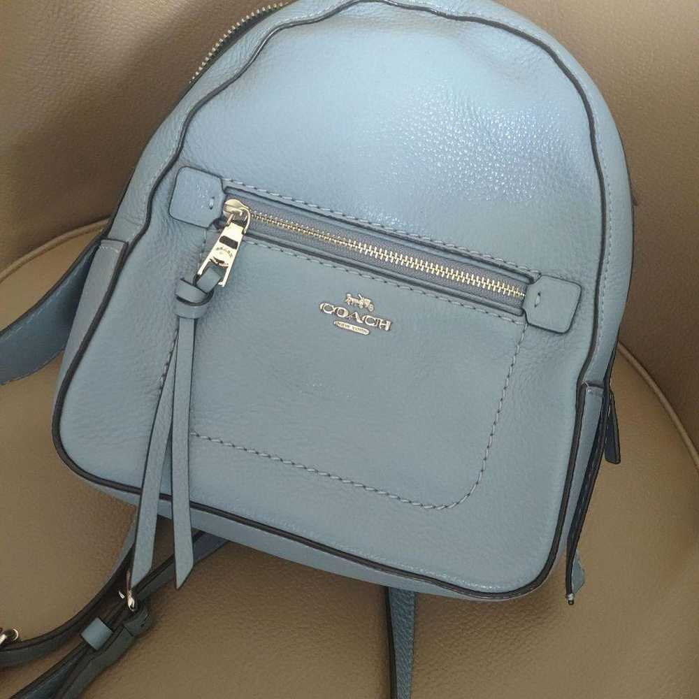 COACH Mini Charlie Backpack Leather Light Blue. - image 11