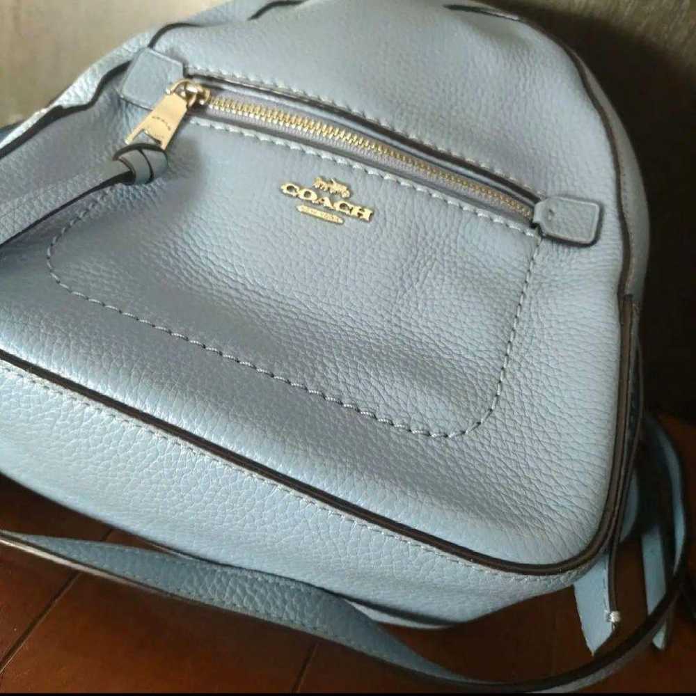 COACH Mini Charlie Backpack Leather Light Blue. - image 9