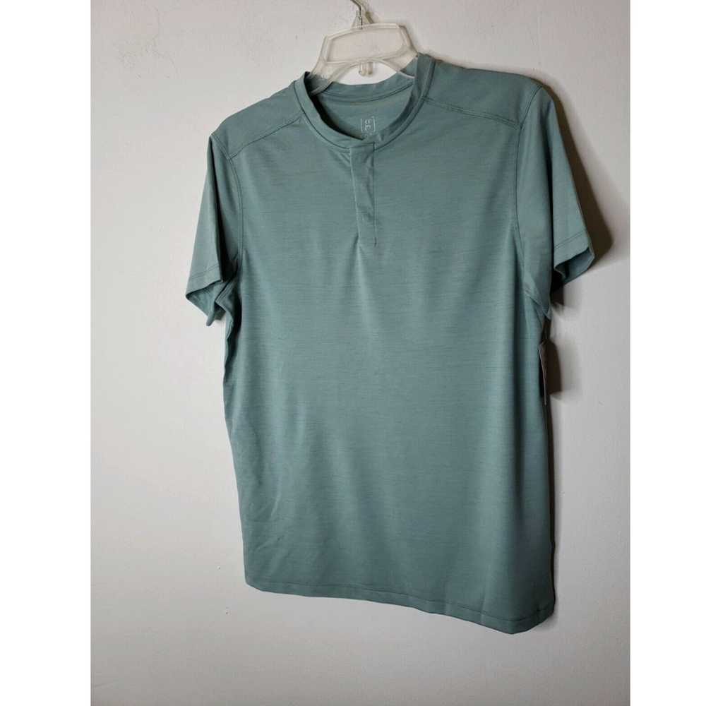 George George Men's Henley Shirt Green Heathered … - image 1