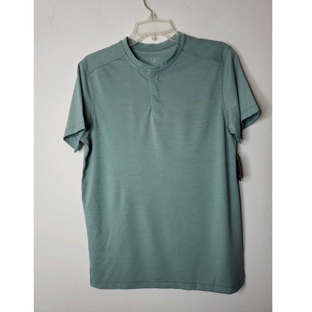 George George Men's Henley Shirt Green Heathered … - image 2