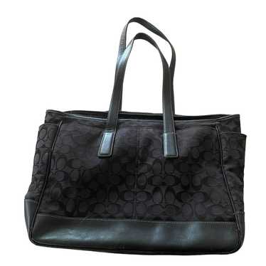 Coach Signature Black outlet Leather Diaper Work Weekender Tote Bag