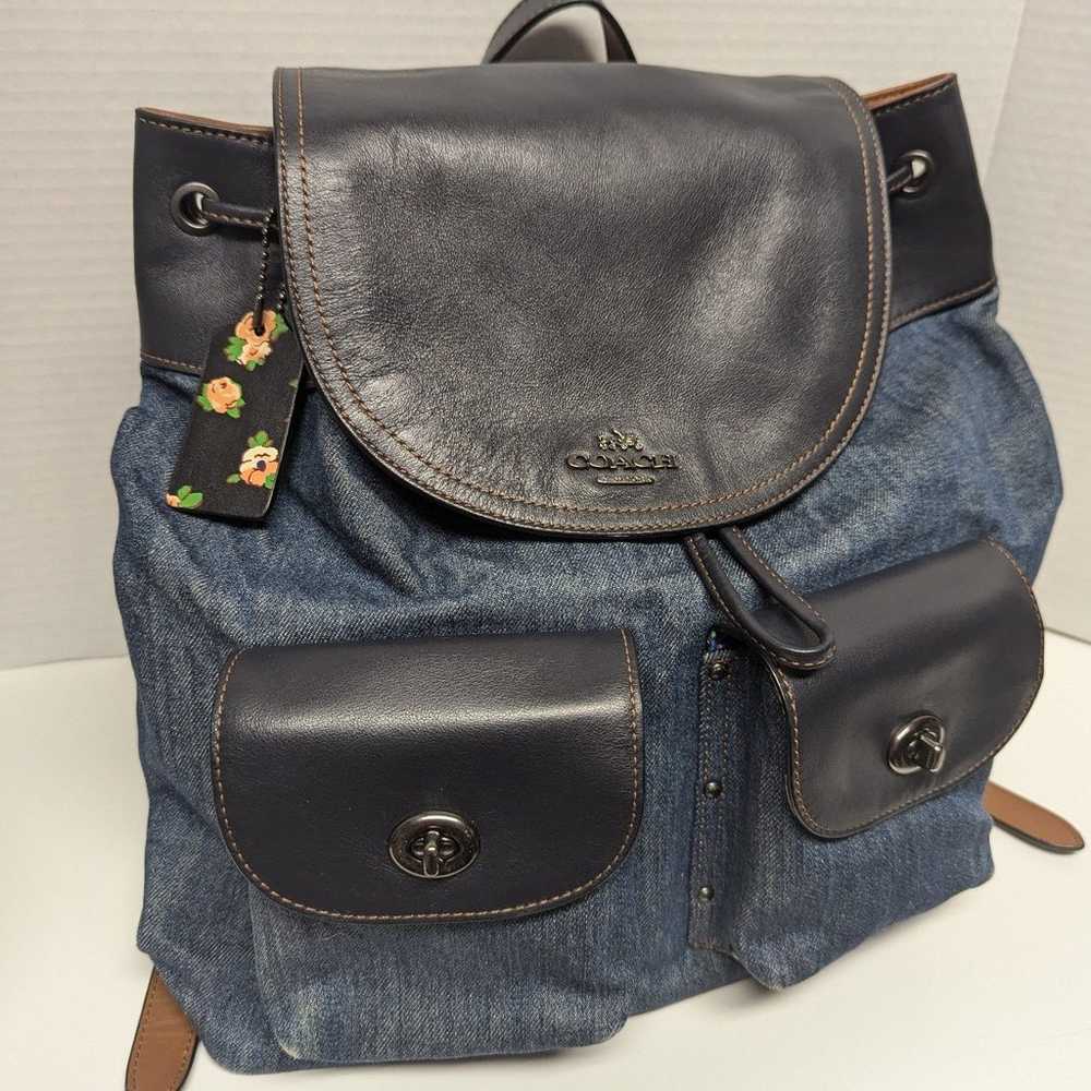 BILLIE BACKPACK IN DENIM AND LEATHER (COACH F5790… - image 1