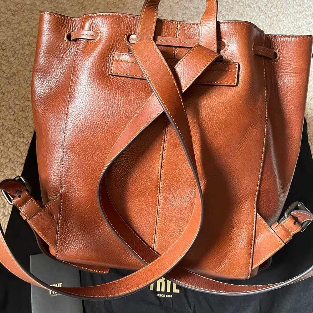 Like New FRYE Leather Drawstring Backpack - image 3