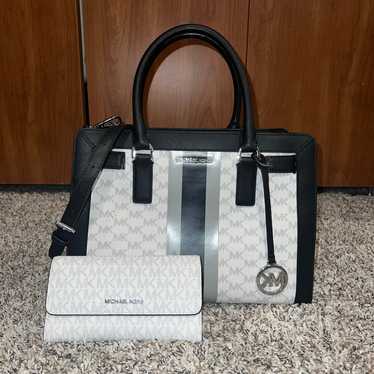 Michael Kors Black and White and Gray Logo Bag wit