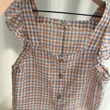 Madewell gingham ruffle top xl - image 1