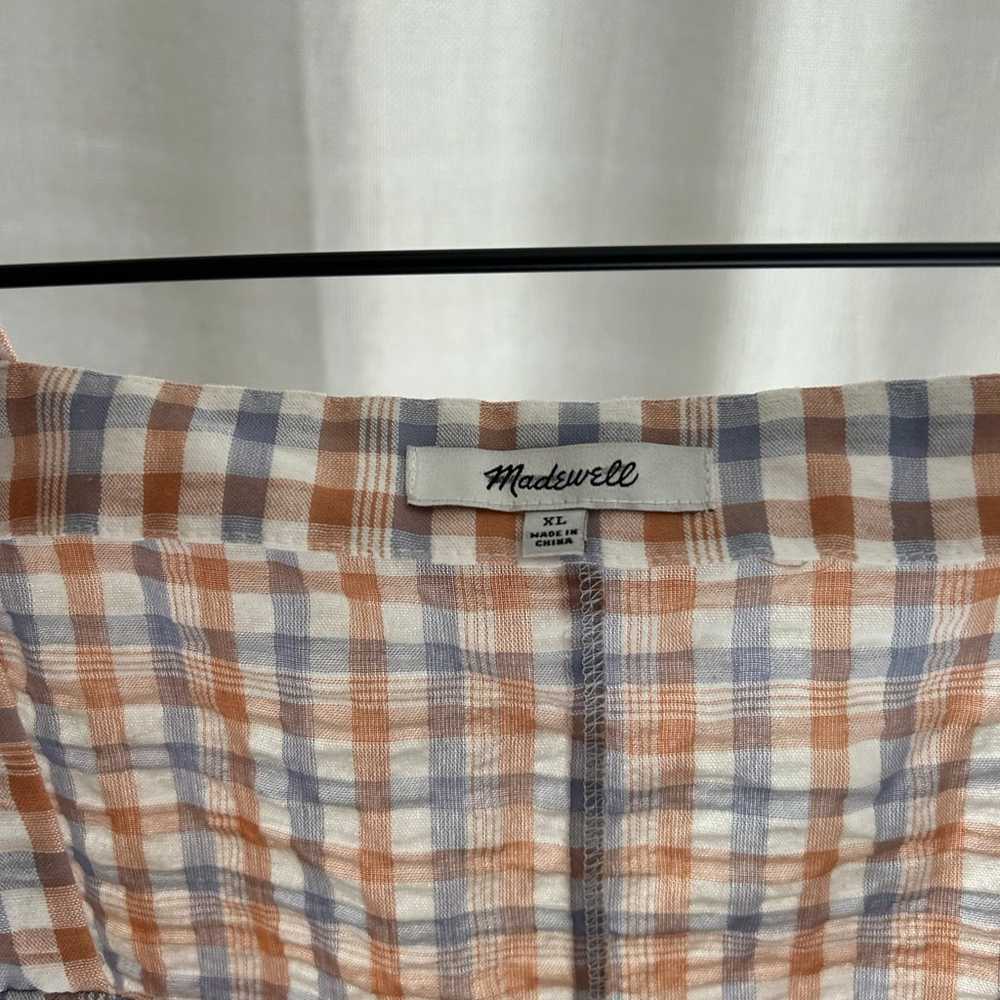 Madewell gingham ruffle top xl - image 4