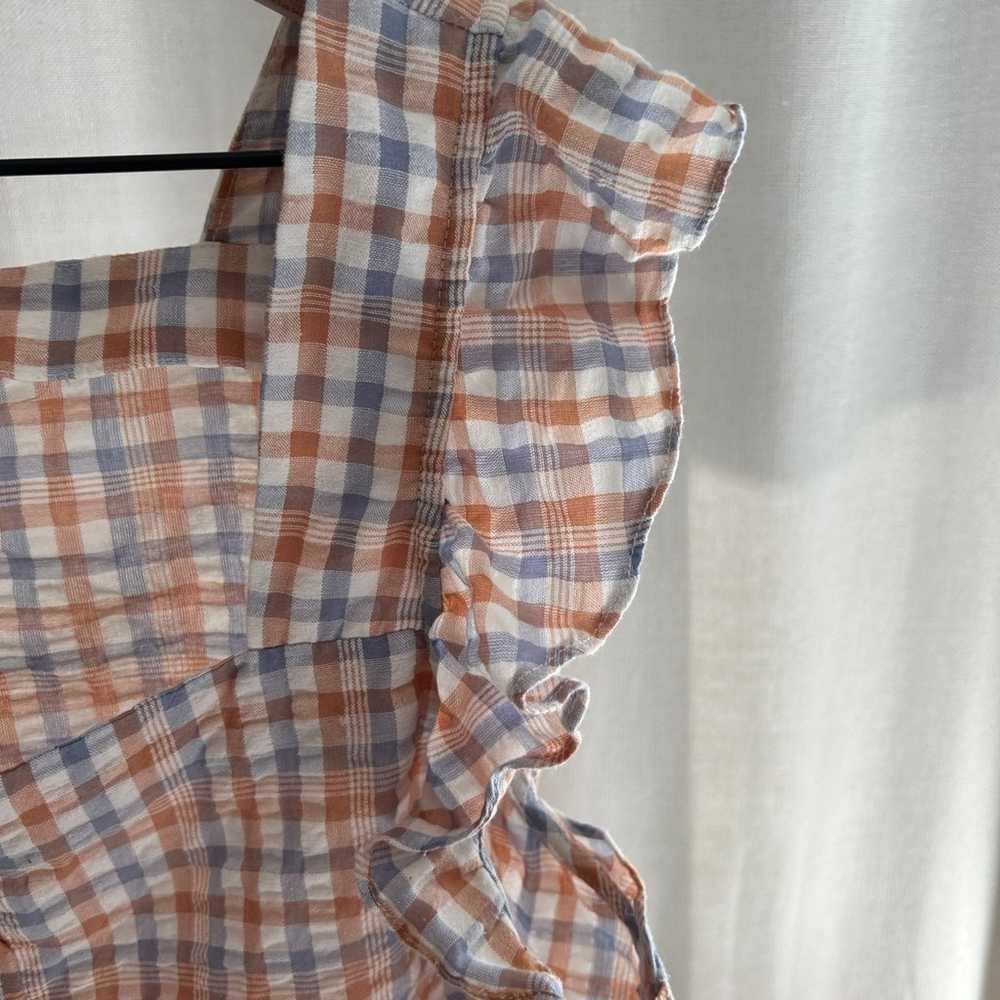 Madewell gingham ruffle top xl - image 5