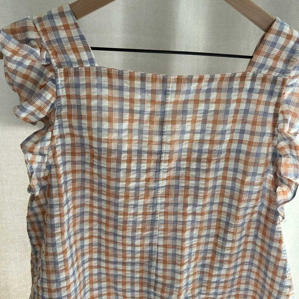 Madewell gingham ruffle top xl - image 6