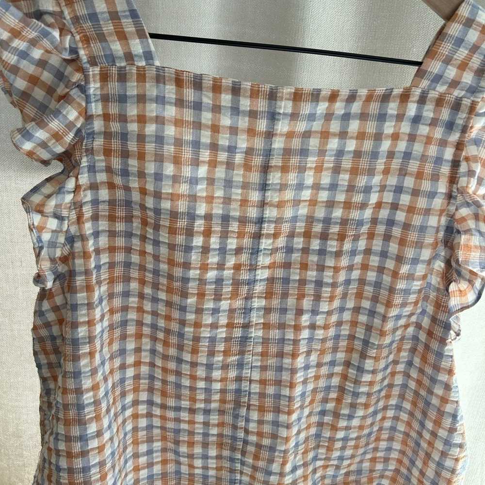 Madewell gingham ruffle top xl - image 7