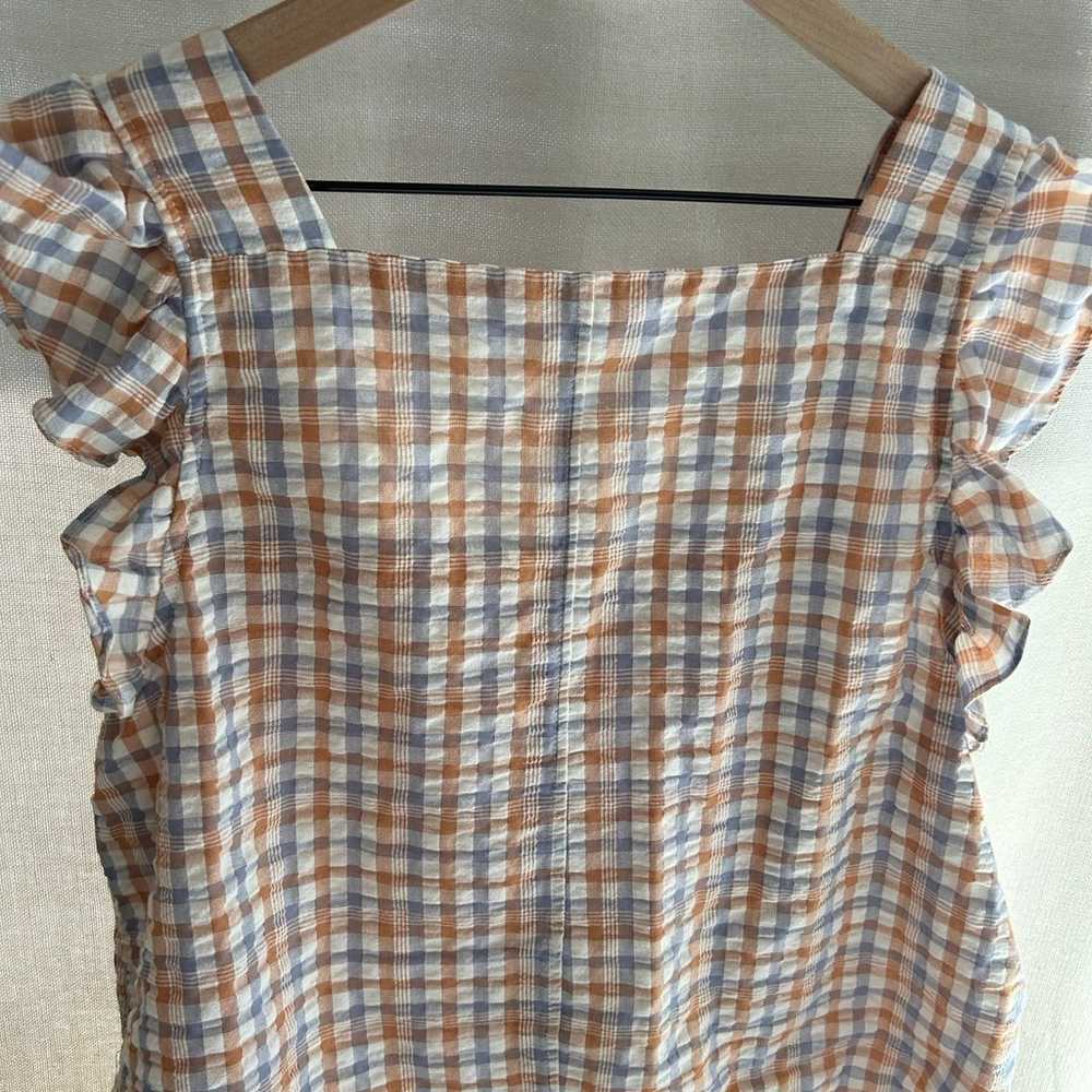 Madewell gingham ruffle top xl - image 8