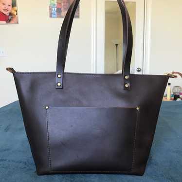 portland leather goods large zippered tote grizzl… - image 1