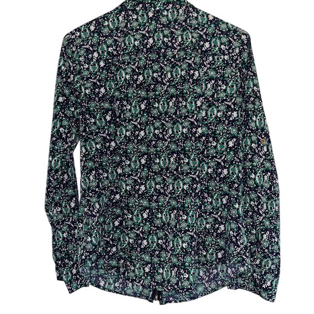 Michael Kors Green Paisley zip Blouse with lock - image 2