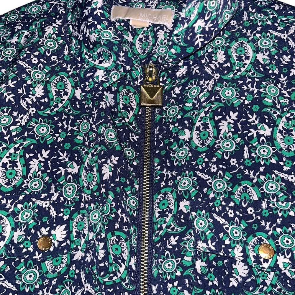 Michael Kors Green Paisley zip Blouse with lock - image 3