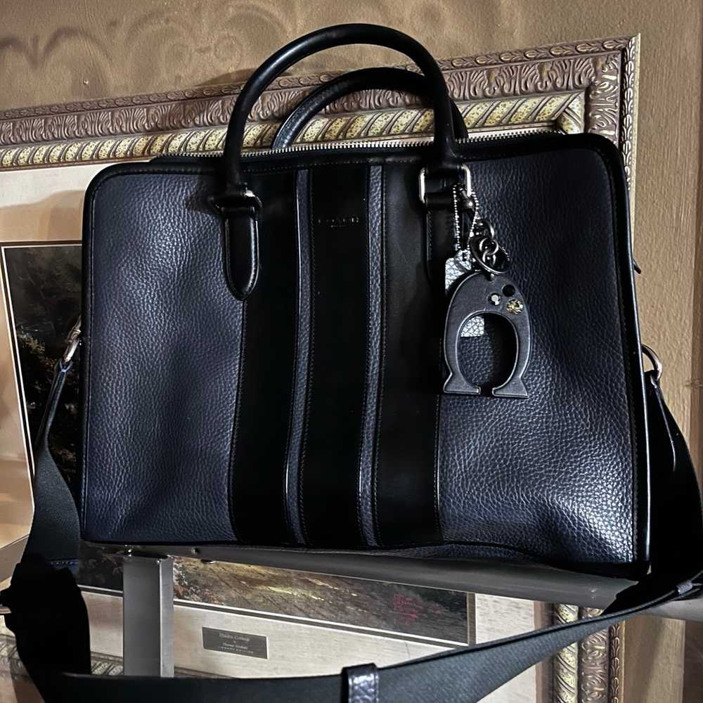 Coach leather executive brief case totes a laptop… - image 1