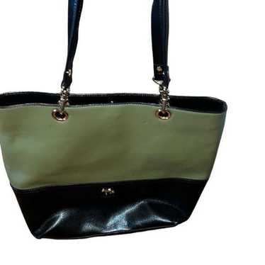 EMMA FOX Two Tone Colorblock Leather Green and Bl… - image 1