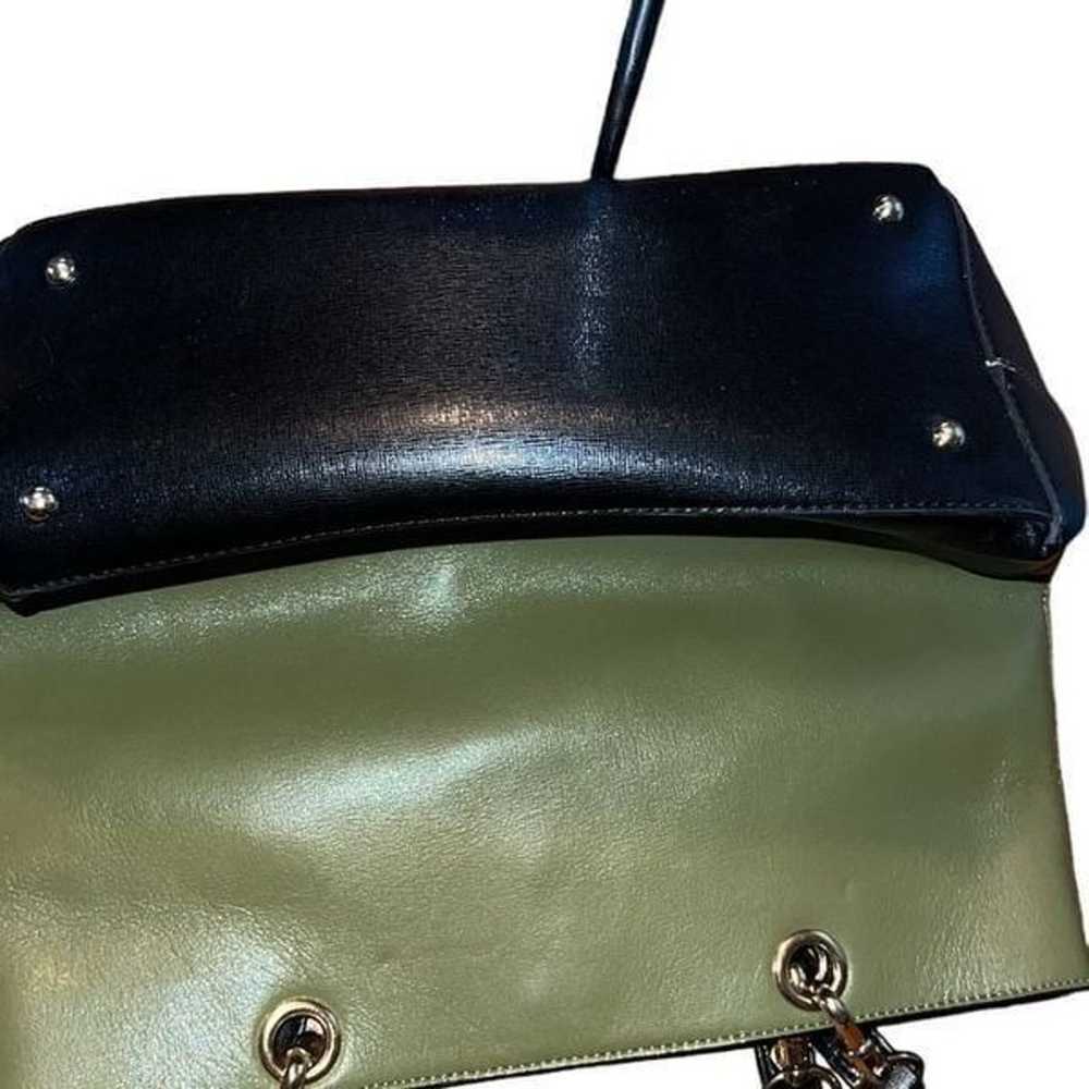 EMMA FOX Two Tone Colorblock Leather Green and Bl… - image 4