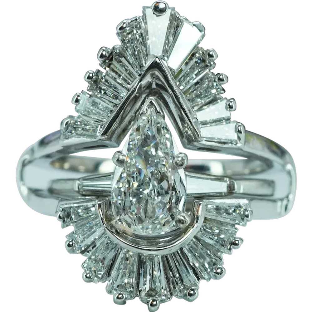 Vintage 1.80ct Baguette Diamond Wedding Guard Cag… - image 1