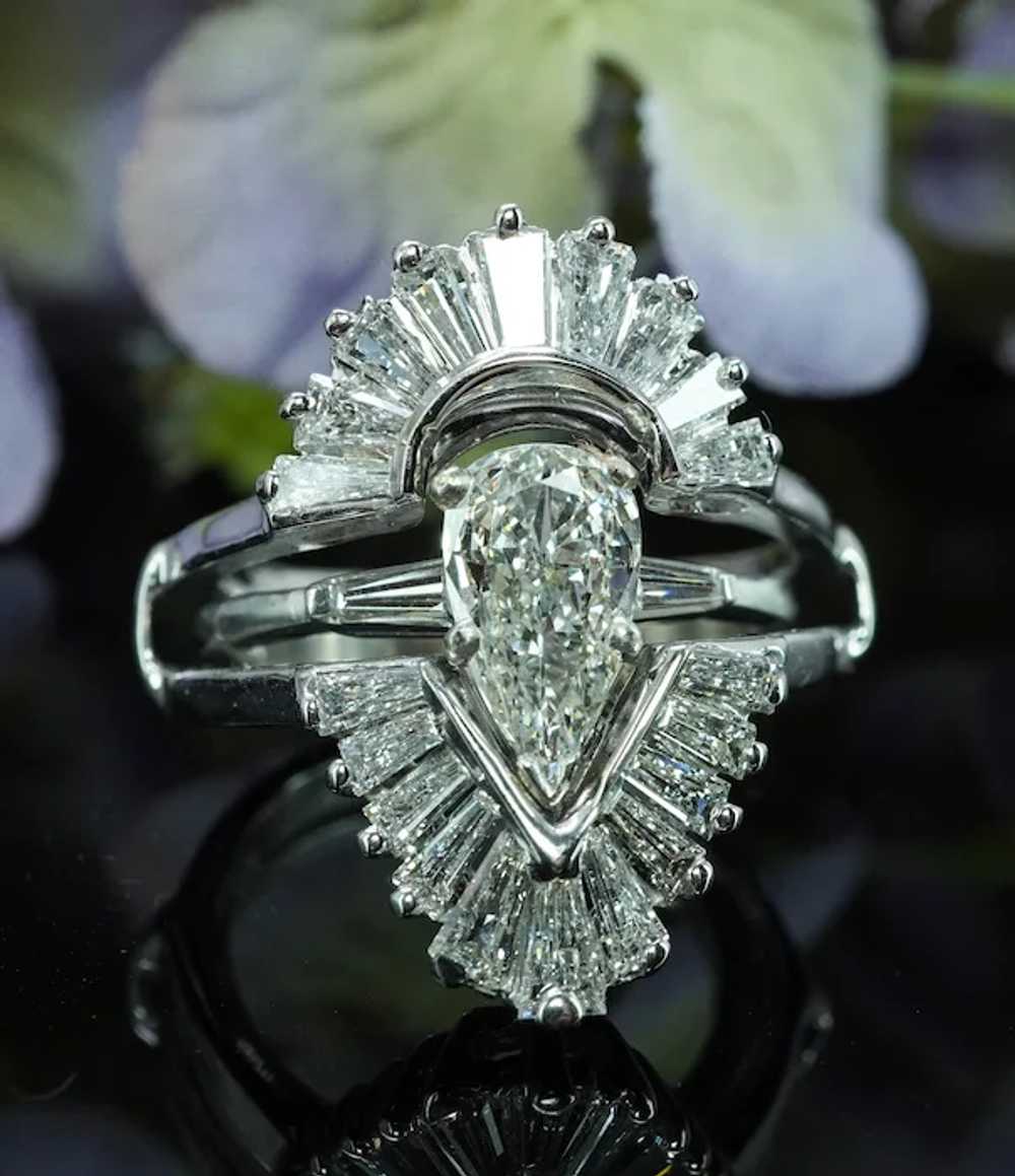 Vintage 1.80ct Baguette Diamond Wedding Guard Cag… - image 2