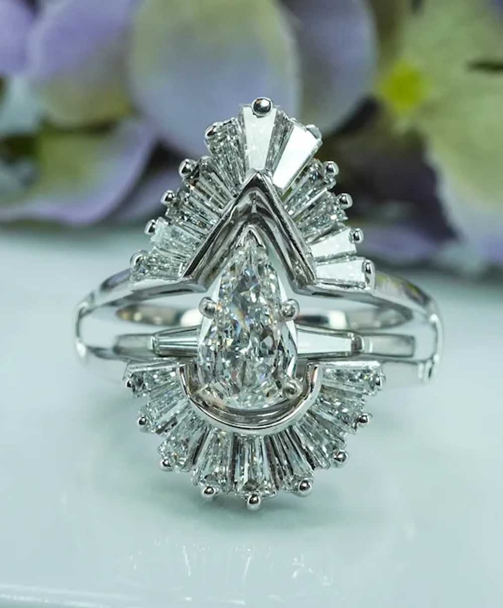 Vintage 1.80ct Baguette Diamond Wedding Guard Cag… - image 4