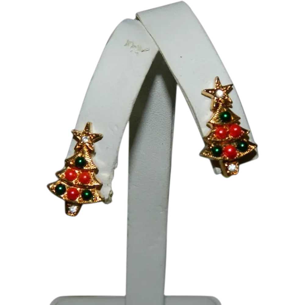 Best Vintage Christmas Tree Rhinestone  Clip Back… - image 1