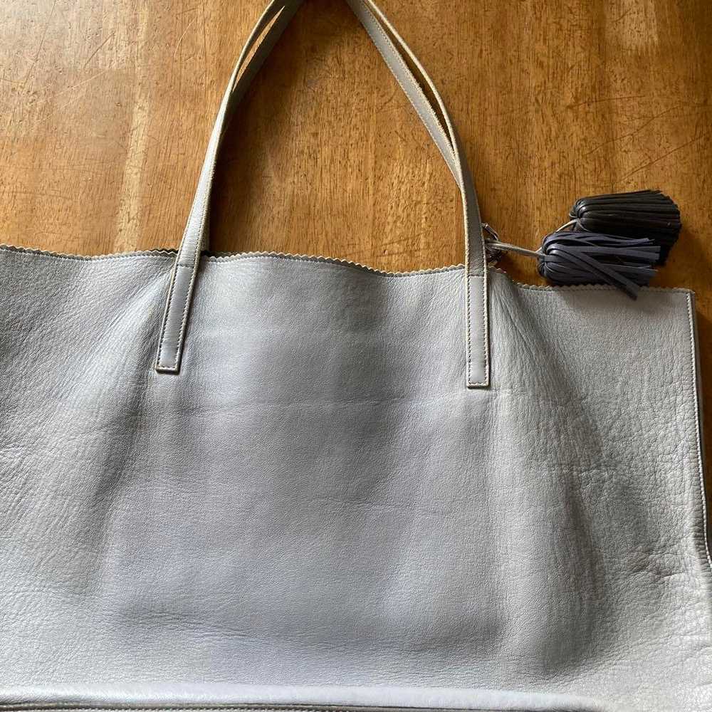 Loewe Grey Leather Tote Bag with Tassel - image 5