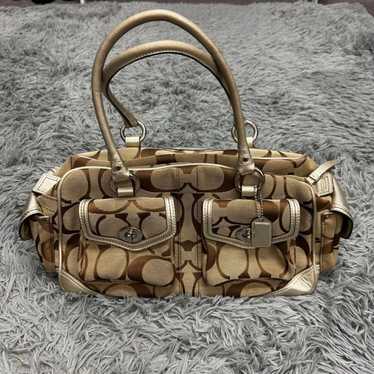 Coach Signature Multi-Pocket Satchel Handbag Purse - image 1