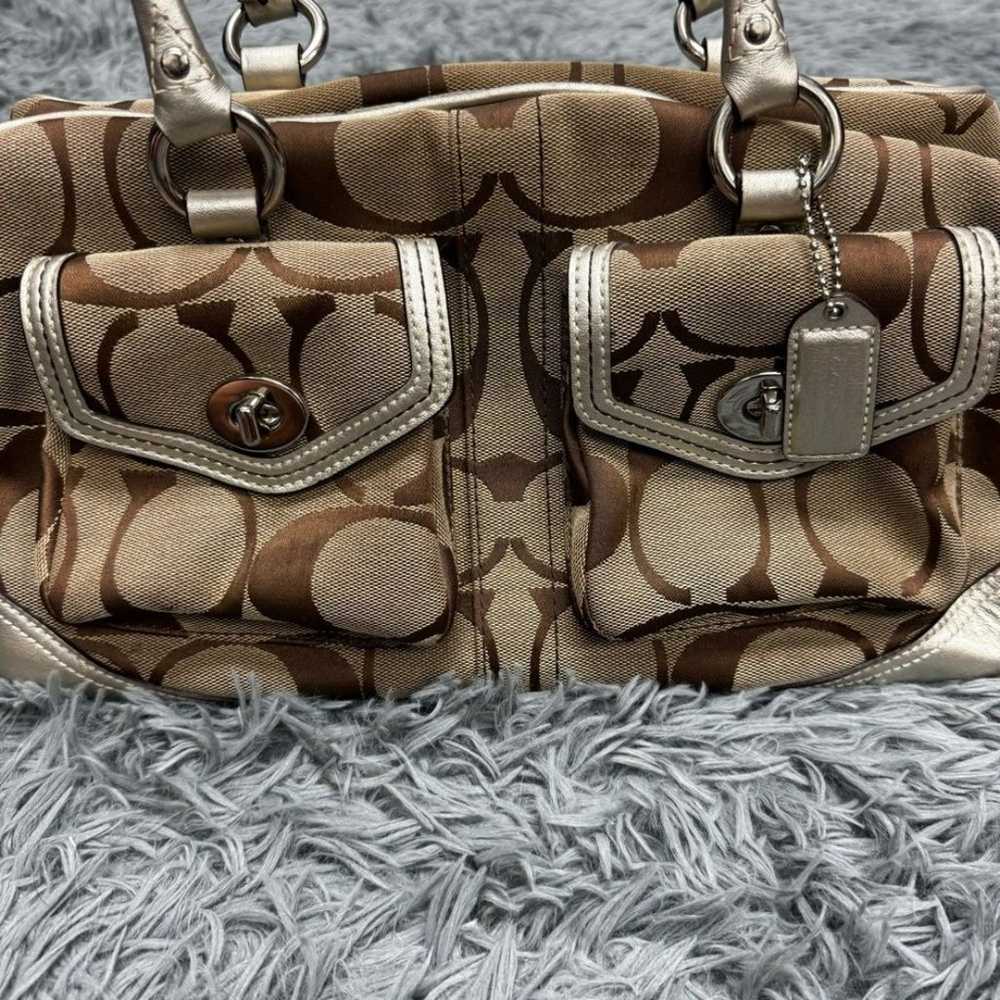 Coach Signature Multi-Pocket Satchel Handbag Purse - image 5