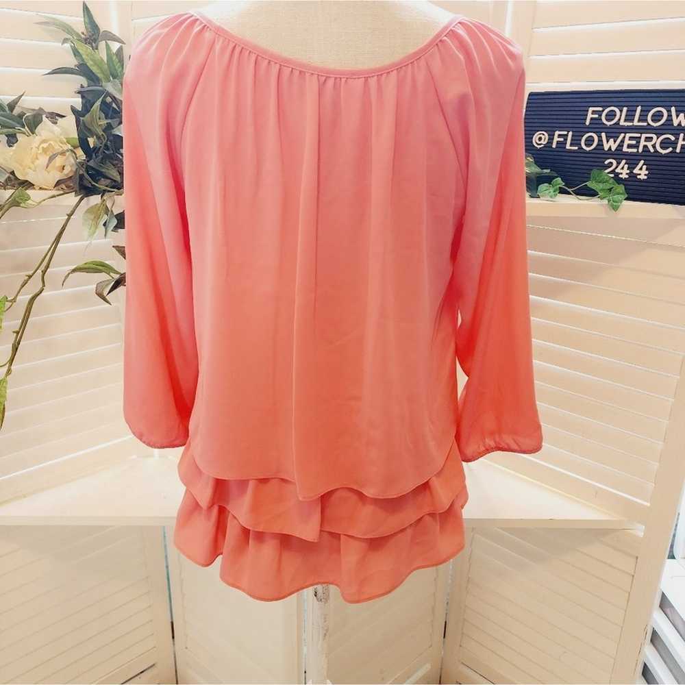 JOSEPH RIBKOFF PEACH LAYERED BLOUSE SIZE 4 - image 3