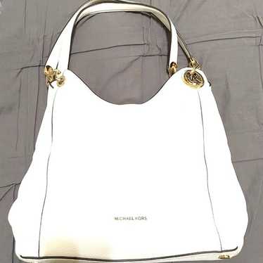 Michael Kors Optic White Large Charm Shoulder Tote