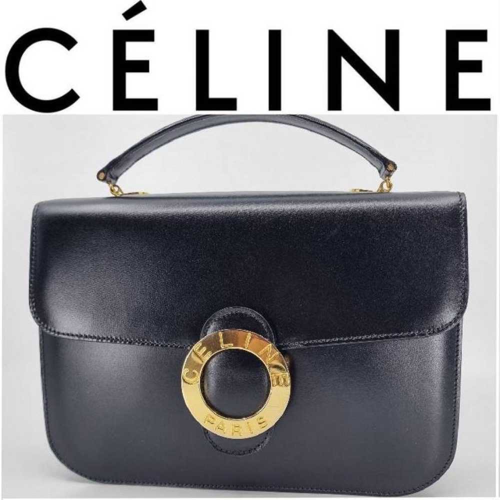 CELINE Celine circle logo handbag leather 2way bl… - image 1