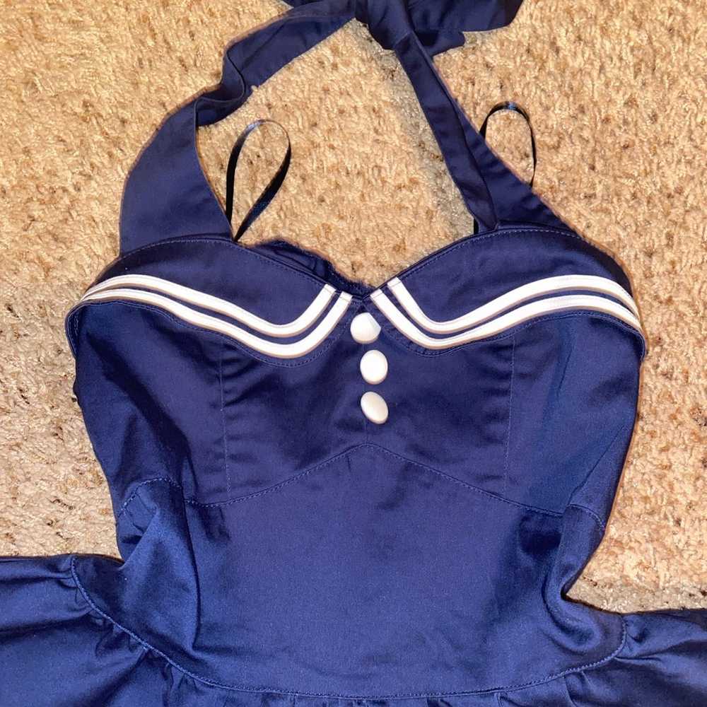 HOT TOPIC Hell Bunny Vixen Blue Sailor Dress size… - image 2