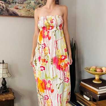 Vintage old navy floral strapless maxi dress