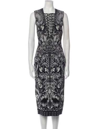 Julien Macdonald Silk Sheath Dress Black Printed … - image 1