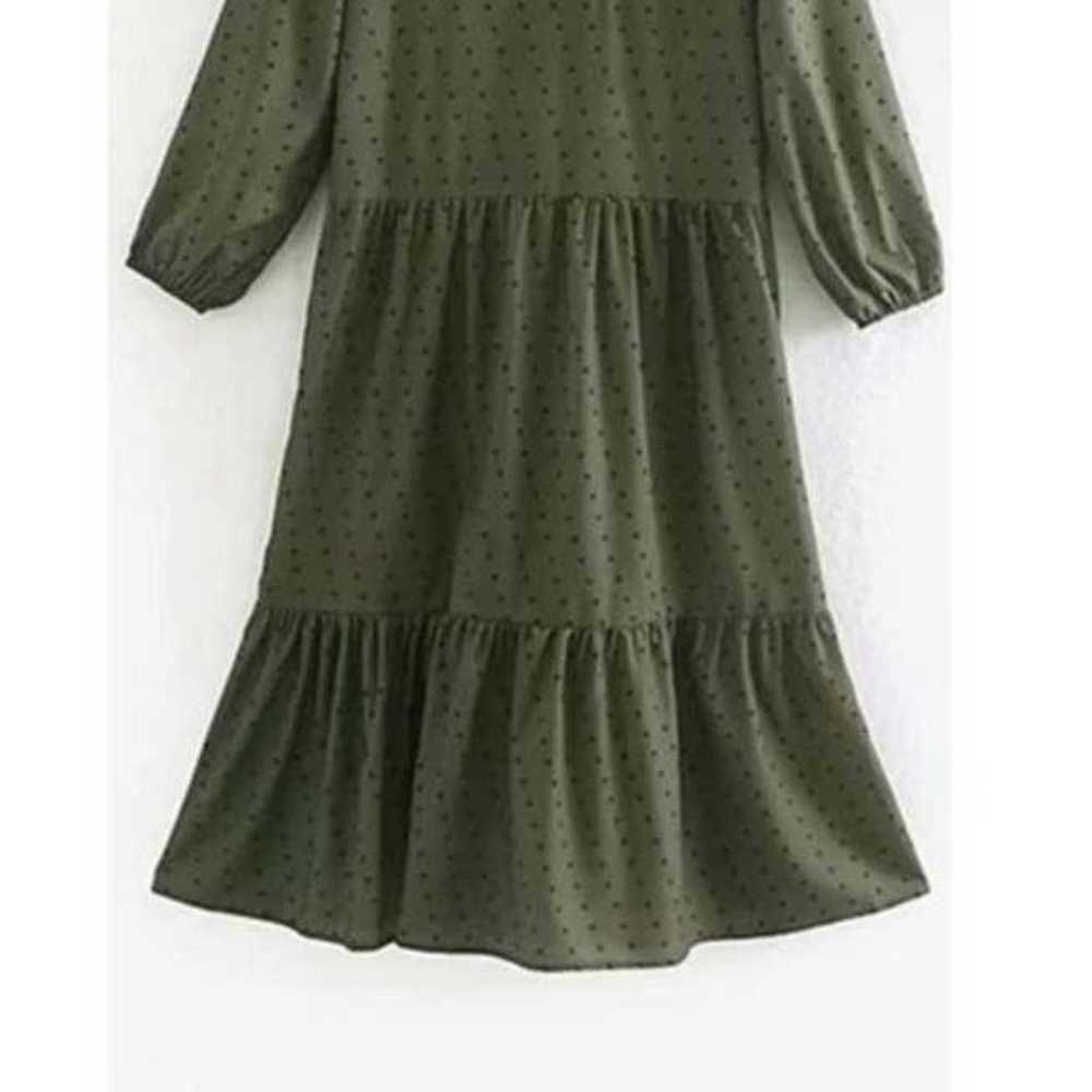 Zara Polka Dot Tiered Midi Baby Doll Boho Dress V… - image 9