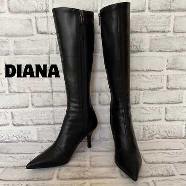 Diana long boots, side zip, black, leather, 22.0cm - image 1