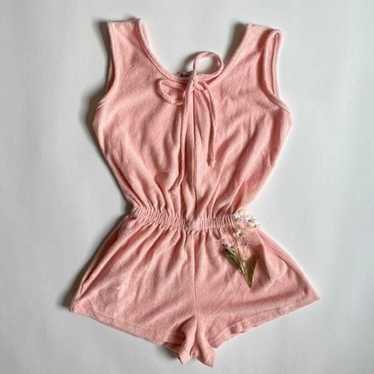 Vintage baby pink terry cloth romper - image 1