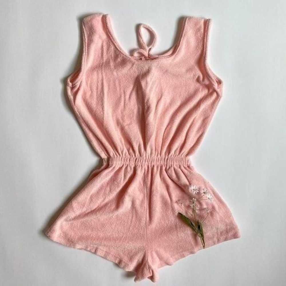 Vintage baby pink terry cloth romper - image 2