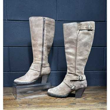 BORN Brown Leather Knee High Campus Boots Women’s… - image 1