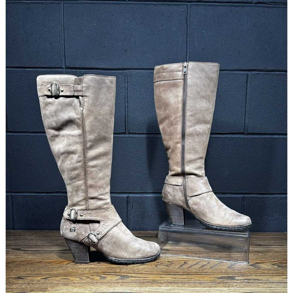 BORN Brown Leather Knee High Campus Boots Women’s… - image 2