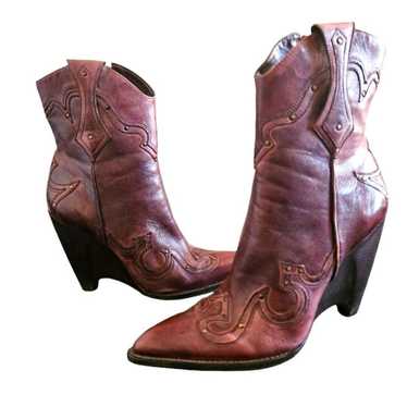 BCBGirls  Western Brown Leather Studded Pointed To