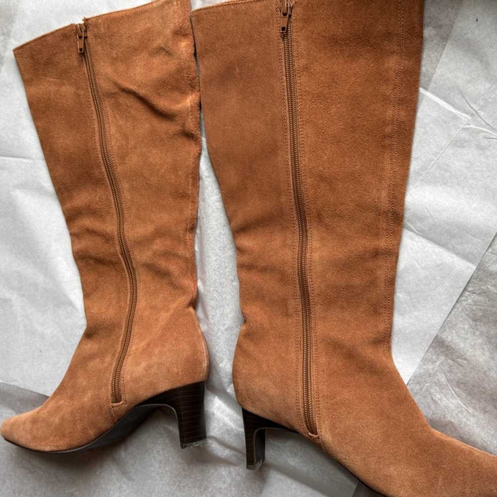 Suede kitten heel below knee mid height boots - image 2